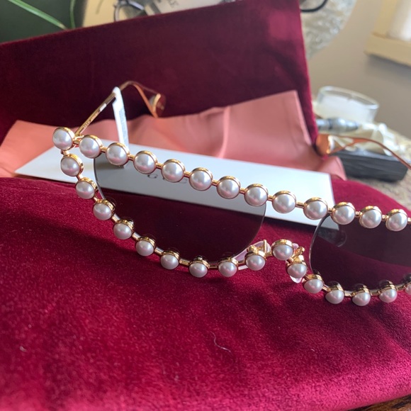 🔥SALE🔥Auth.GUCCI 53 cat "HOLLYWOOD COLLECTION " metal/pearls sunglasse - Picture 5 of 13